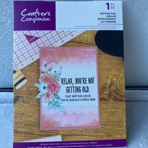 Crafters Companion clear acrylic stamp. Getting old